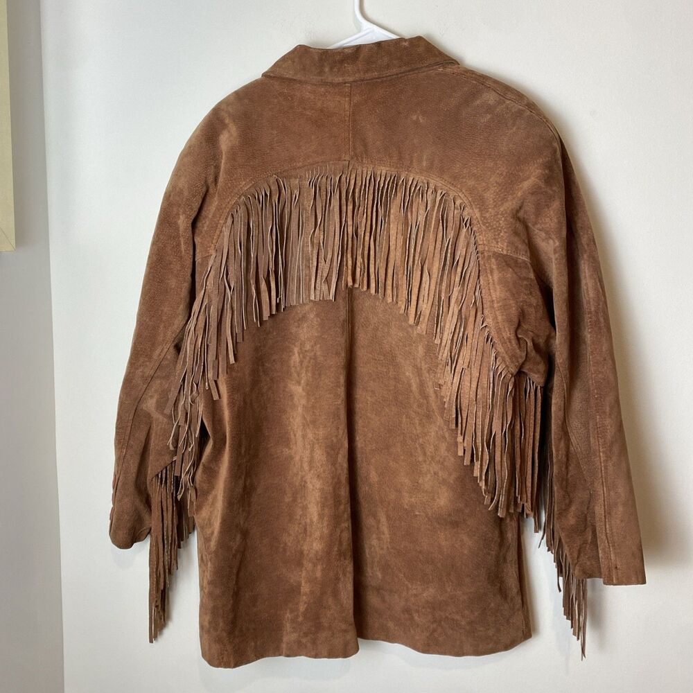 Vintage Leather Suede Fringe Jacket Women Large Brown Western Americana Cowgirl - Picture 7 of 8